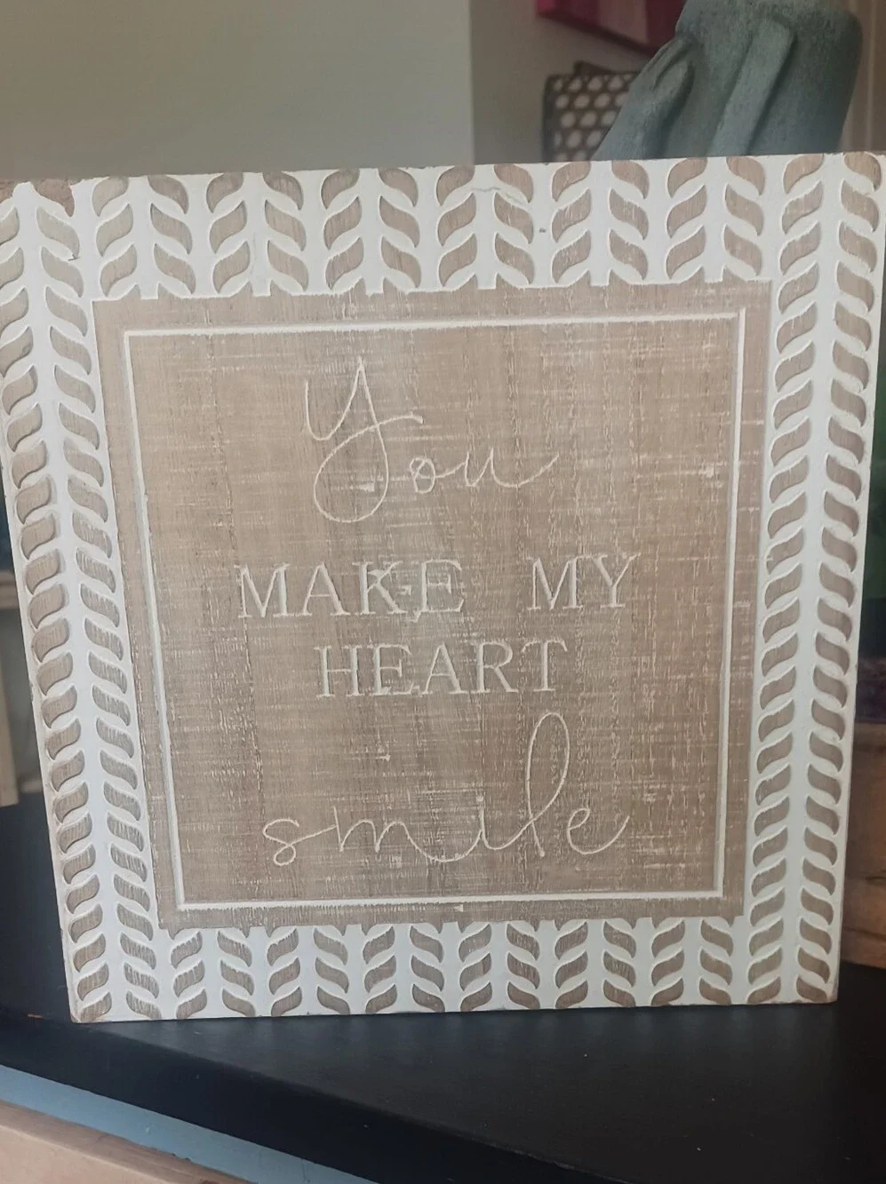 You Make My Heart Smile Rustic Beige Wall Sign - Home Wall Decor